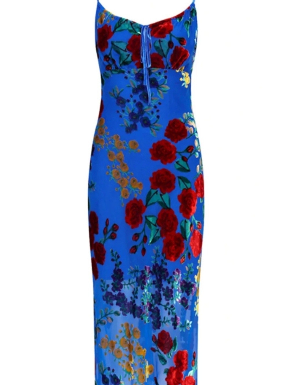 Commense Blue Floral Slip Midi Dress